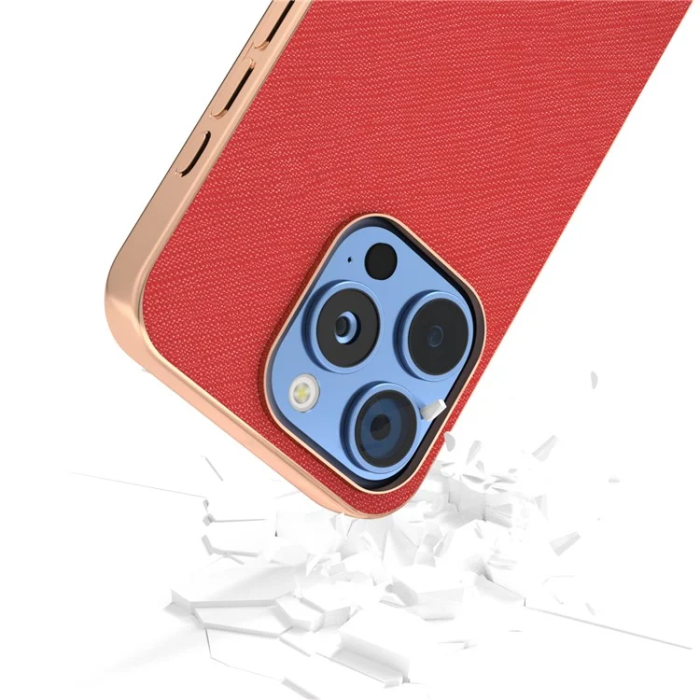 ABEEL - Abeel iPhone 16 Pro Mobilskal Äkta Läder Cross Texture - Röd