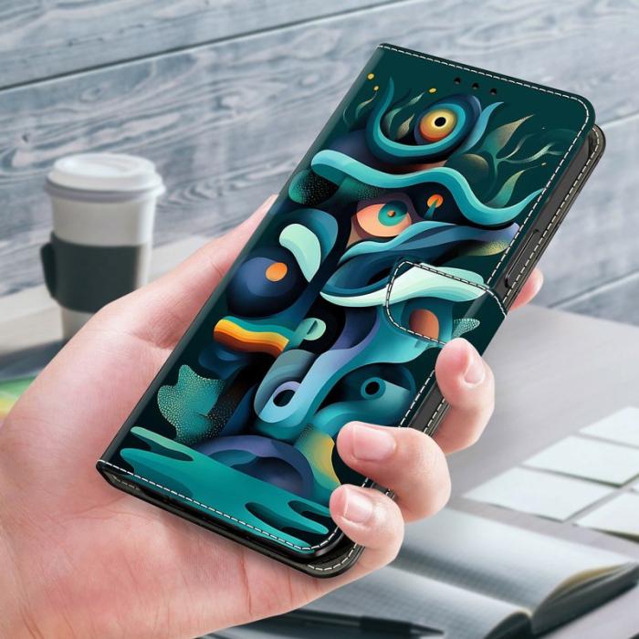 OEM - Samsung Galaxy A37 Plånboksfodral Konstläder - Graffiti Grön