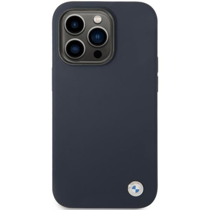 BMW - BMW iPhone 14 Pro Mobilskal Silicone Metal Logo - Marinblå