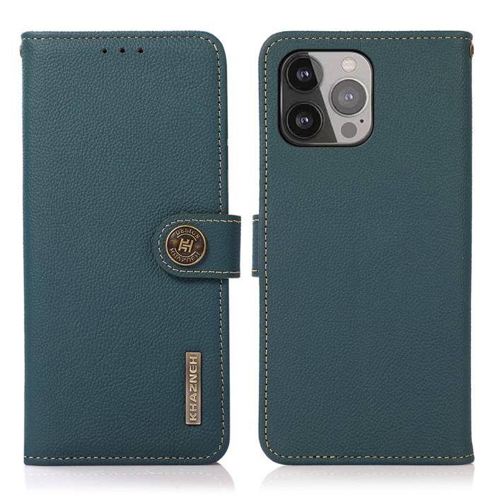 KHAZNEH - Khazneh Äkta Läder Fodral till iPhone 13 Pro - Grön