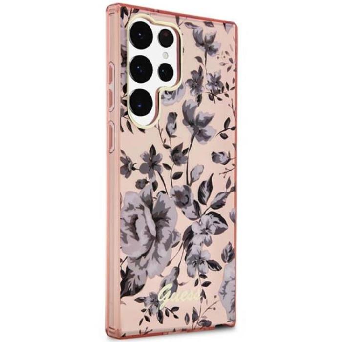 Guess - Guess Galaxy S23 Ultra Mobilskal Flower Collection - Rosa