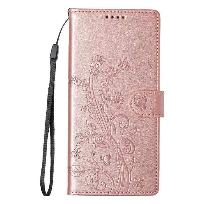 A-One Brand - Xiaomi 17 Pro Plånboksfodral Floral Imprint Med Handledsrem - Roséguld
