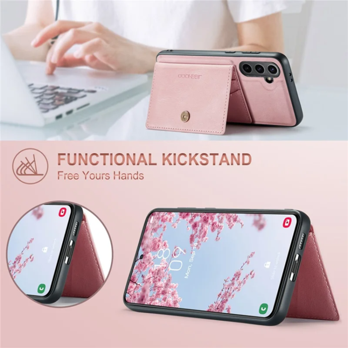 OEM - JEEHOOD Galaxy S24 FE Fodral KonstLäder + Plast - Rosa