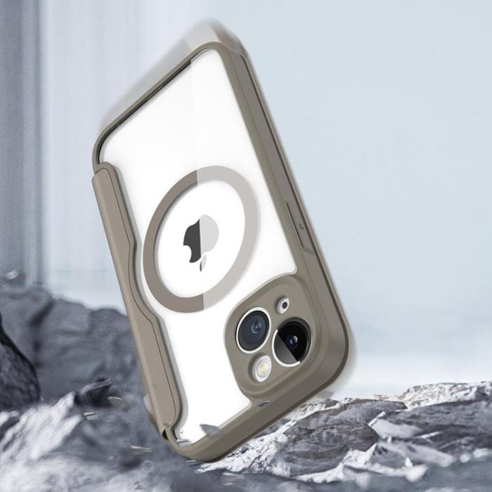 Dux Ducis - Dux Ducis iPhone 14 Plus Plånboksfodral Magsafe Skin X Pro - Beige