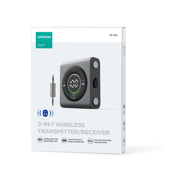 Joyroom - Joyroom JR-CB2 Bluetooth AUX-Sändare För Bil, TV - Grå