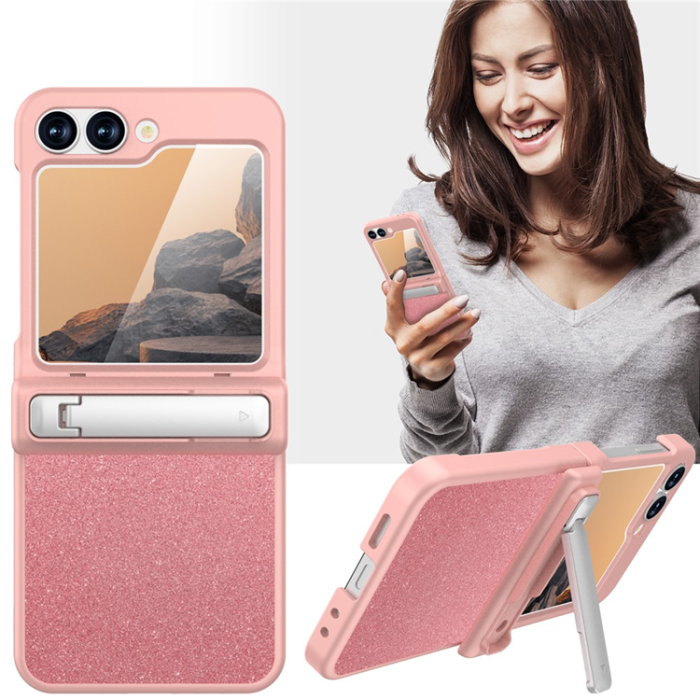 A-One Brand - GW181 Galaxy Z Flip 7 FE/Z Flip 6 Mobilskal Kickstand - Roséguld