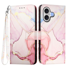 A-One Brand - iPhone 17 Plånboksfodral Marble Pattern med Rem LS005