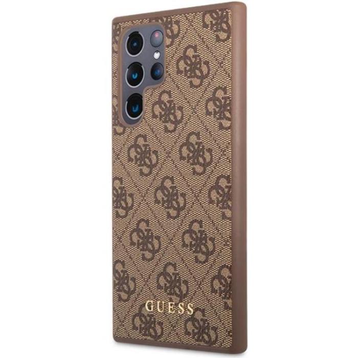 Guess - Guess Galaxy S23 Ultra Skal Metall Gold Logo - Brun