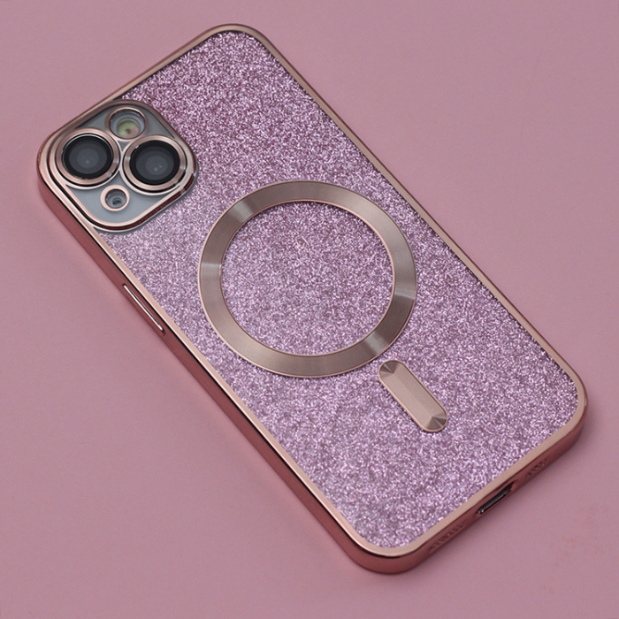 OEM - iPhone 15 Pro Max Mobilskal MagSafe Glitter Chrome - Rosa