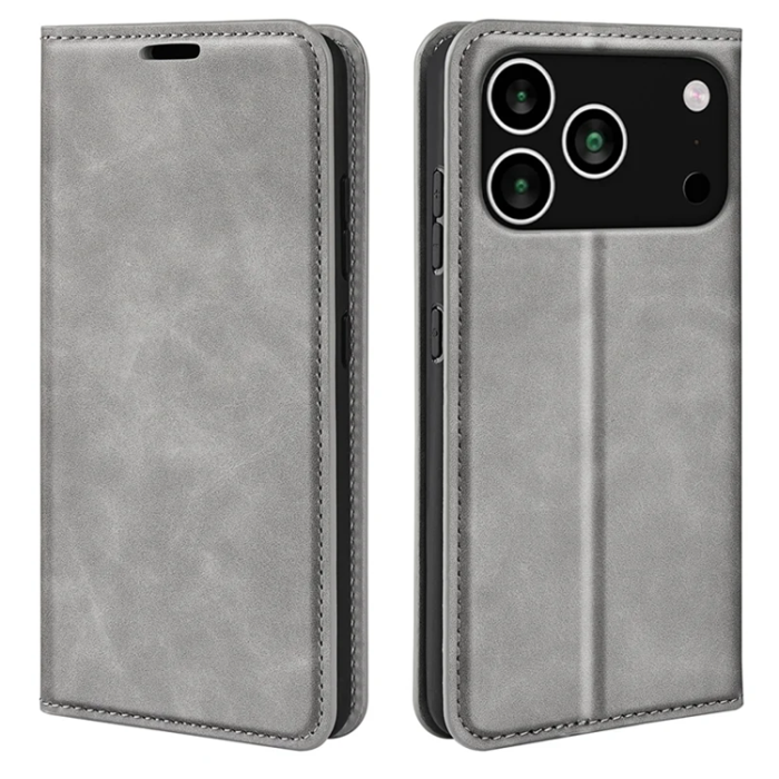 A-One Brand - iPhone 17 Pro Max Plånboksfodral Skin Touch - Grå