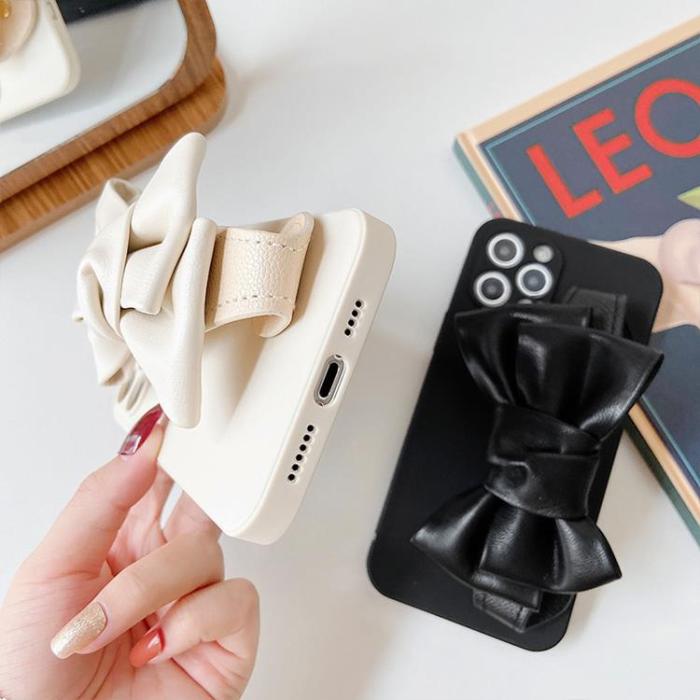 OEM - Bowknot Läderrem TPU Skal iPhone 13 - Svart