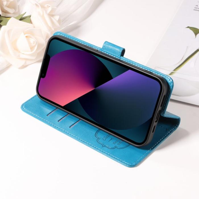 OEM - Samsung Galaxy S26+ Plånboksfodral Konstläder Blomtryck Ställ - Blå