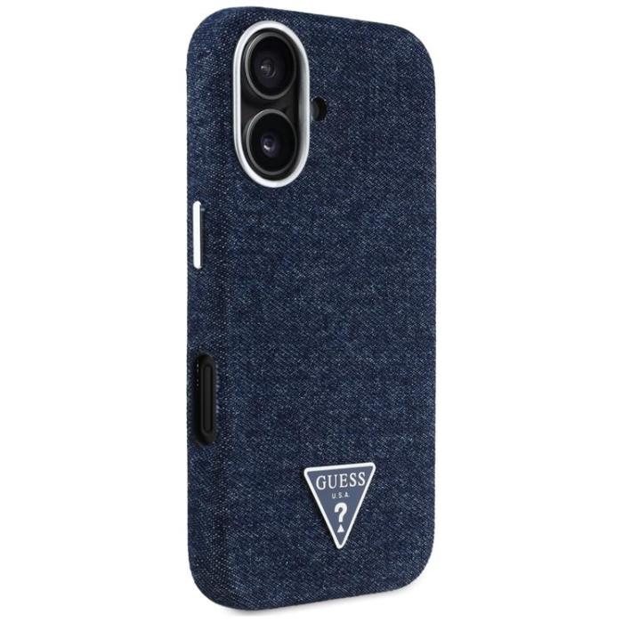 Guess - Guess iPhone 16 Mobilskal MagSafe Denim Triangle Logo - Blå