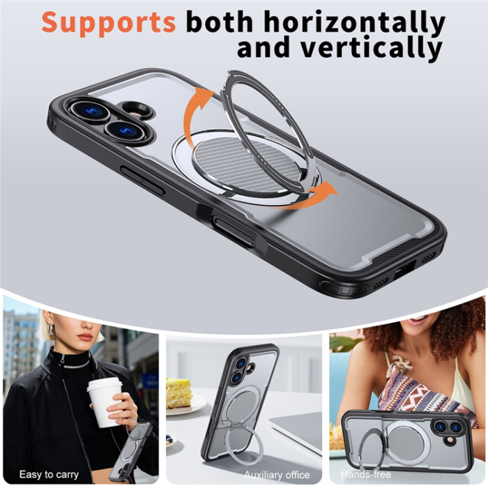 A-One Brand - iPhone 17 Mobilskal MagSafe TPU+PC Kickstand - Röd