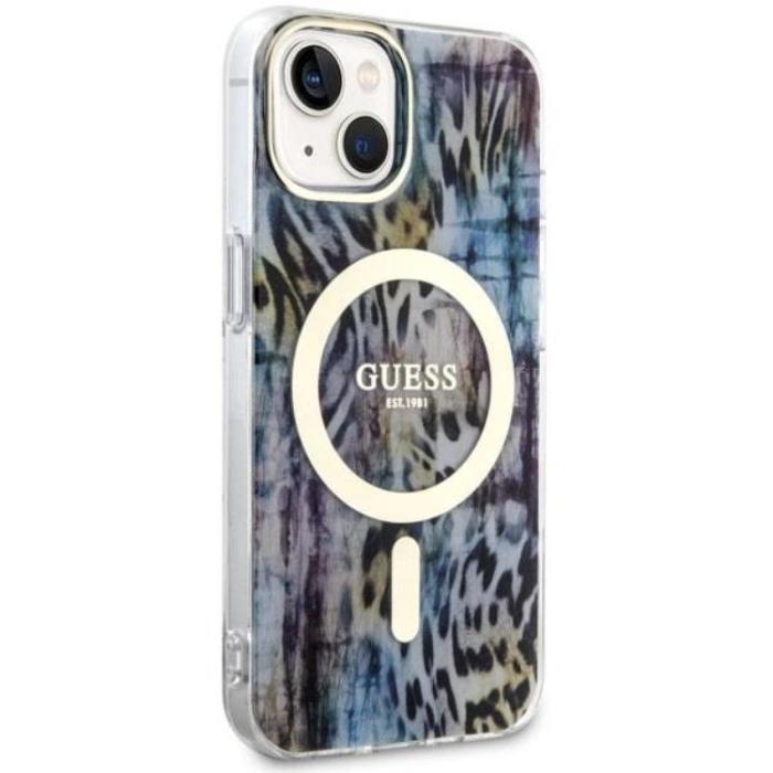 Guess - Guess iPhone 14 Mobilskal MagSafe Leopard - Blå
