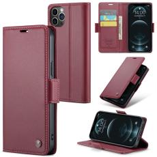 Caseme - CASEME iPhone 12 Pro Max Pl&aring;nboksfodral Konstl&auml;der RFID-Skydd R&ouml;d