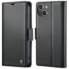 Caseme - CASEME iPhone 13 Pl&aring;nboksfodral Konstl&auml;der RFID-Skydd Svart