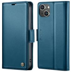 Caseme - CASEME iPhone 13 Pl&aring;nboksfodral Konstl&auml;der RFID-Skydd Bl&aring;