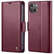 Caseme - CASEME iPhone 13 Pl&aring;nboksfodral Konstl&auml;der RFID-Skydd R&ouml;d