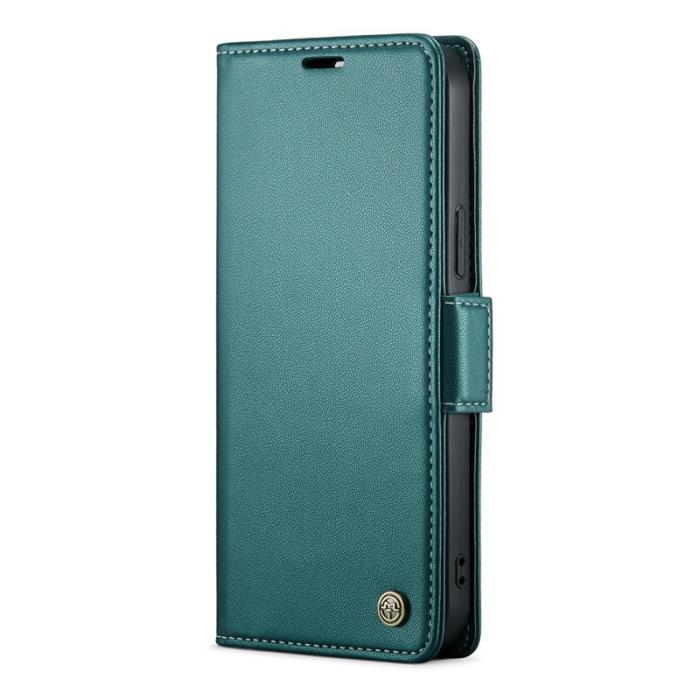 Caseme - CASEME iPhone 12 Pro Max Plånboksfodral Konstläder RFID-Skydd Grön