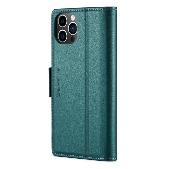 Caseme - CASEME iPhone 12 Pro Max Plånboksfodral Konstläder RFID-Skydd Grön