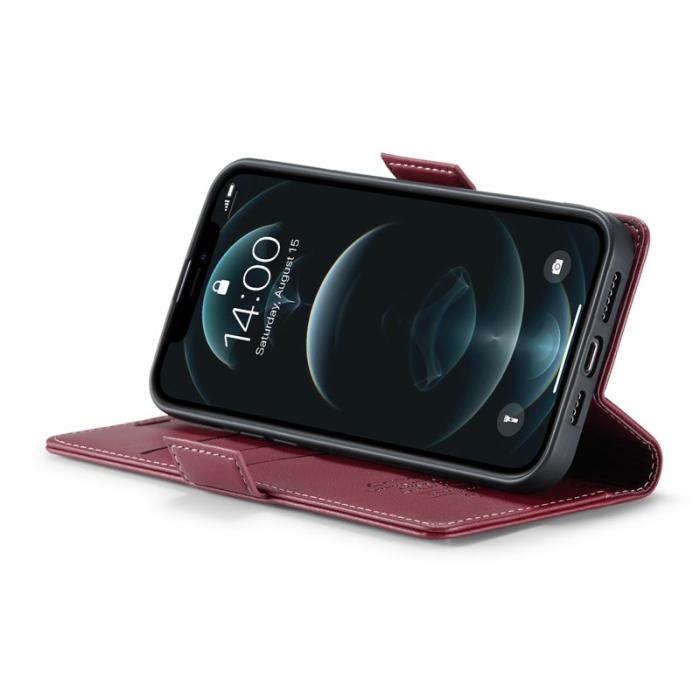 Caseme - CASEME iPhone 12 Pro Max Plånboksfodral Konstläder RFID-Skydd Röd