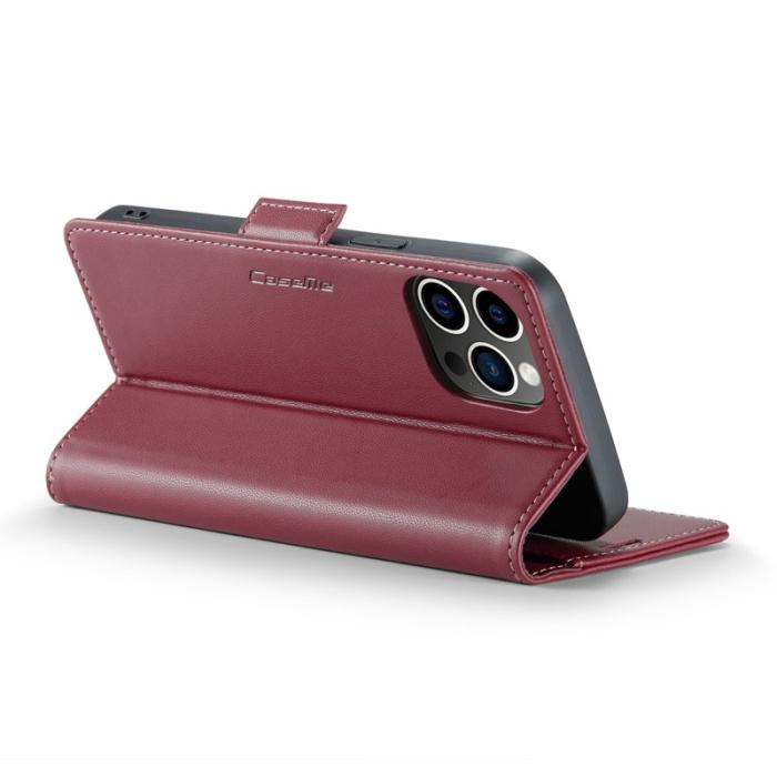 Caseme - CASEME iPhone 12 Pro Max Plånboksfodral Konstläder RFID-Skydd Röd