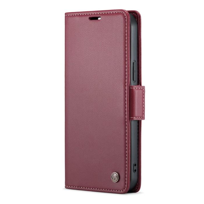 Caseme - CASEME iPhone 12 Pro Max Plånboksfodral Konstläder RFID-Skydd Röd
