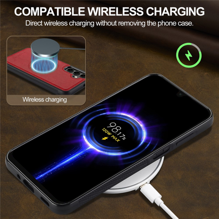 LC.imeeke - LC.IMEEKE Galaxy A17 5G Mobilskal MagSafe Läder - Röd