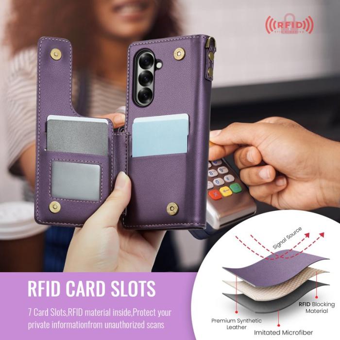 Caseme - CASEME C22 Samsung Galaxy Z Fold7 5G Fodral Konstläder Lila