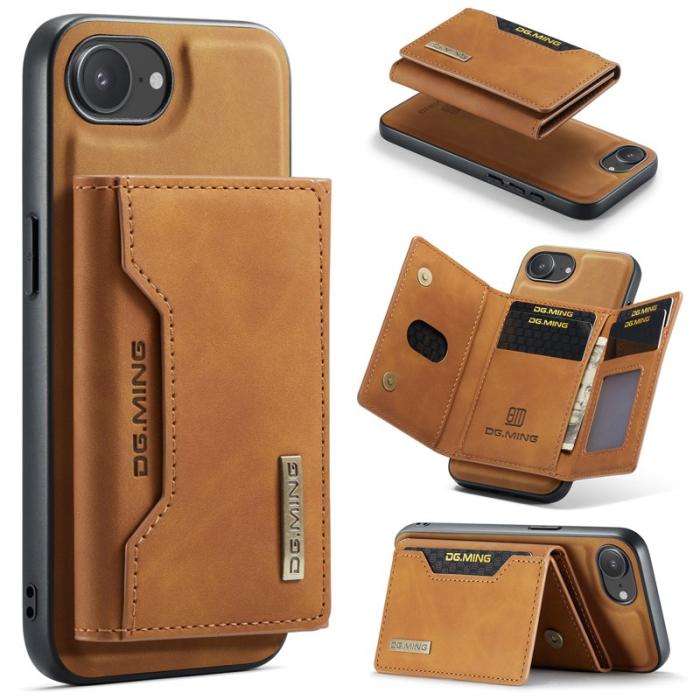 DG.MING - DG.MING iPhone 16e Konstläder Plånboksfodral PU + PC + TPU - Brun