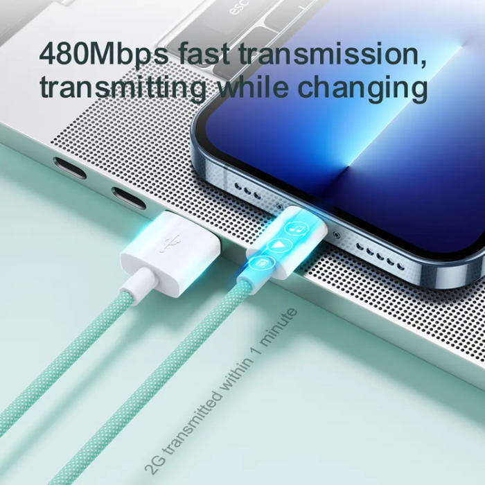 Joyroom - Joyroom USB-A till Lightning kabel 2m - Grön