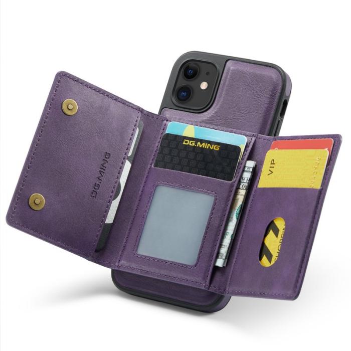 DG.MING - DG.MING iPhone 11 Konstläder Plånboksfodral med Kortfickor - Lila
