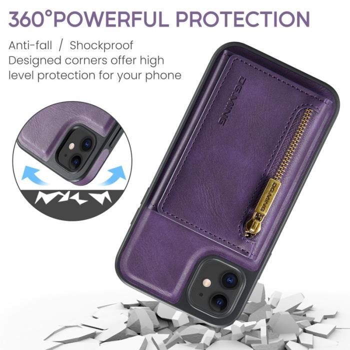 DG.MING - DG.MING iPhone 11 Konstläder Plånboksfodral med Kortfickor - Lila