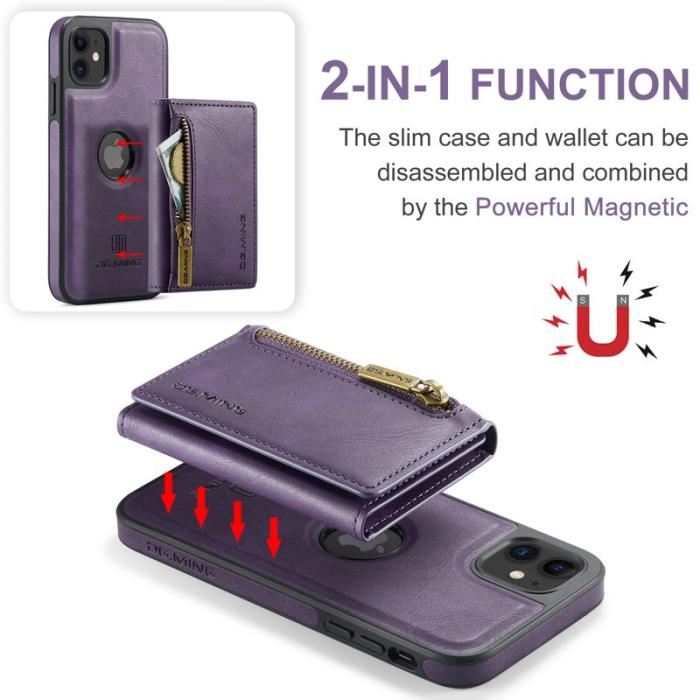 DG.MING - DG.MING iPhone 11 Konstläder Plånboksfodral med Kortfickor - Lila