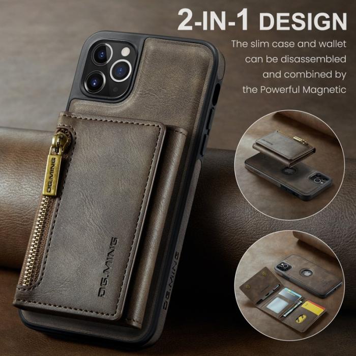 DG.MING - DG.MING M5 Series iPhone 11 Pro Max Plånboksfodral Konstläder - Brun