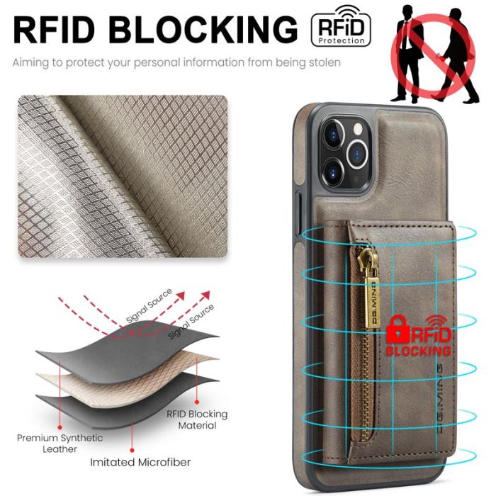 DG.MING - DG.MING M5 Series iPhone 11 Pro Max Plånboksfodral Konstläder - Brun