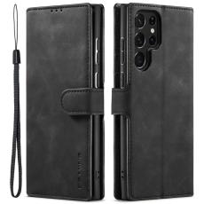 DG.MING - DG.MING Retro KonstL&auml;der Pl&aring;nboksfodral Samsung Galaxy S22 Ultra - Black
