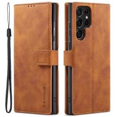 DG.MING - DG.MING Retro KonstL&auml;der Pl&aring;nboksfodral Samsung Galaxy S22 Ultra Brun