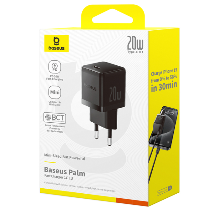 BASEUS - Baseus Snabbladdare USB-C 20W Palm