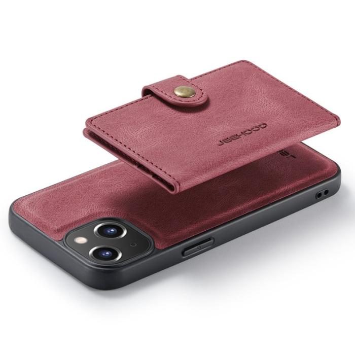 JEEHOOD - JEEHOOD iPhone 14 Plus Plånboksfodral 2-i-1 Konstläder Röd