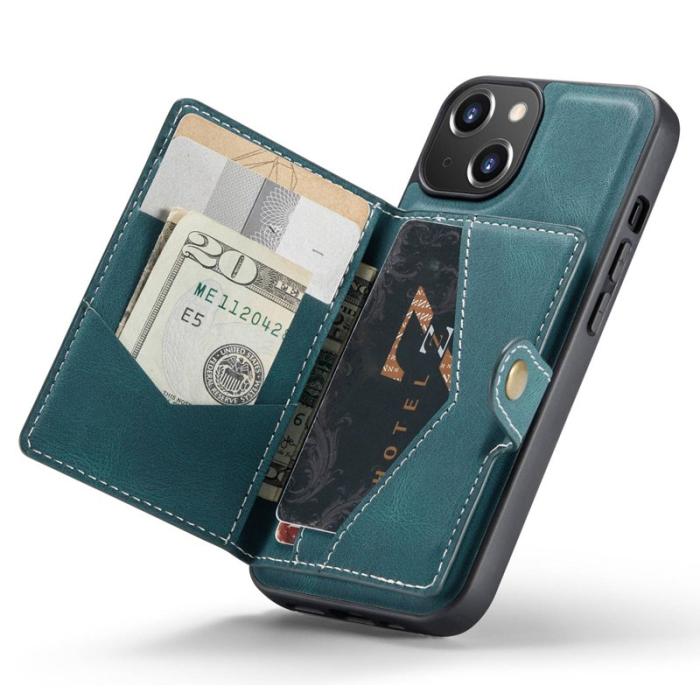 JEEHOOD - JEEHOOD iPhone 14 Plus Plånboksfodral 2-i-1 Konstläder TPU Grön