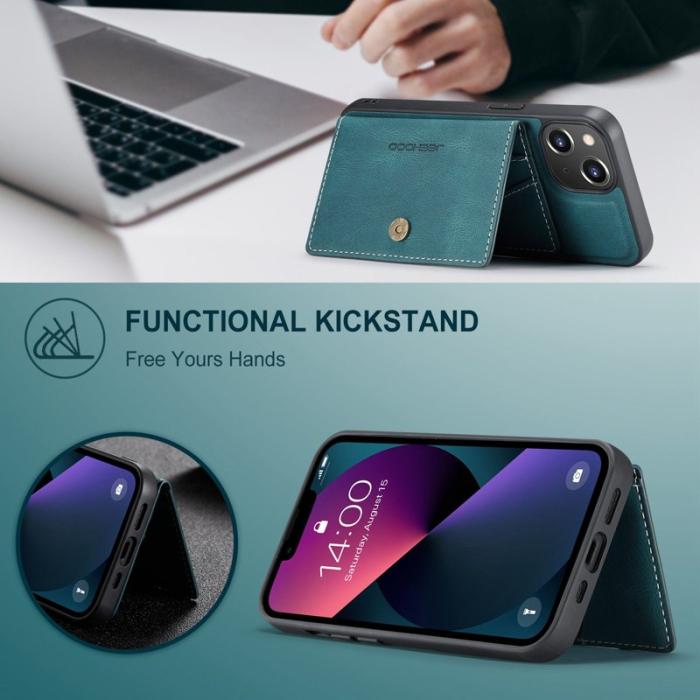 JEEHOOD - JEEHOOD iPhone 14 Plus Plånboksfodral 2-i-1 Konstläder TPU Grön