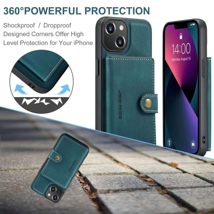 JEEHOOD - JEEHOOD iPhone 14 Plus Plånboksfodral 2-i-1 Konstläder TPU Grön