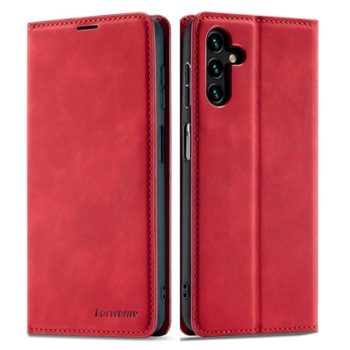 FORWENW - FORWENW Fantasy Series Samsung Galaxy A34 Plånboksfodral Konstläder - Röd