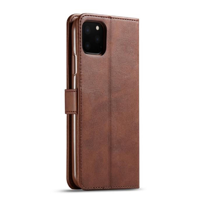 LC.imeeke - LC.imeeke iPhone 11 Pro Max Plånboksfodral Konstläder - Brun