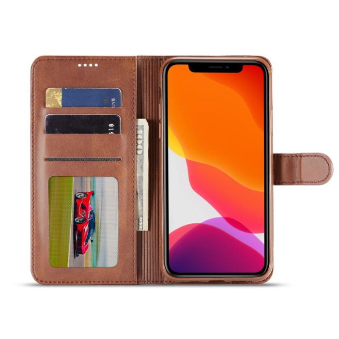 LC.imeeke - LC.imeeke iPhone 11 Pro Max Plånboksfodral Konstläder - Brun