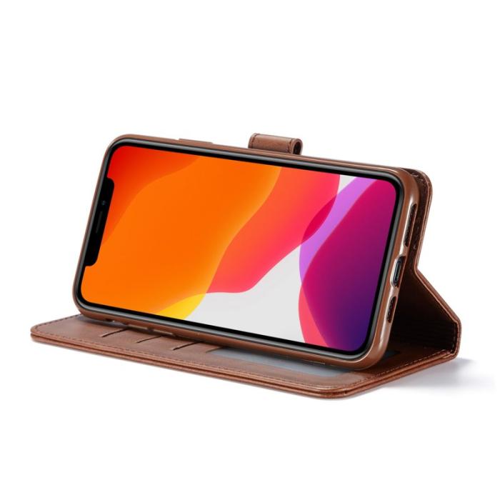 LC.imeeke - LC.imeeke iPhone 11 Pro Max Plånboksfodral Konstläder - Brun
