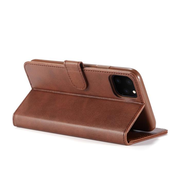 LC.imeeke - LC.imeeke iPhone 11 Pro Max Plånboksfodral Konstläder - Brun
