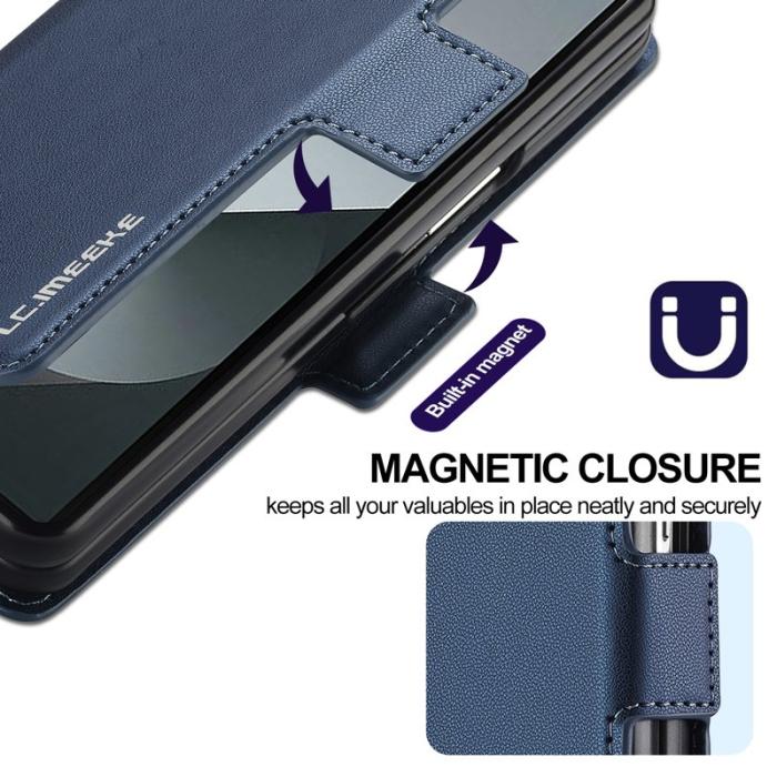 LC.imeeke - LC.IMEEKE L1 Plånboksfodral för Samsung Galaxy Z Fold5 Konstläder - Blå